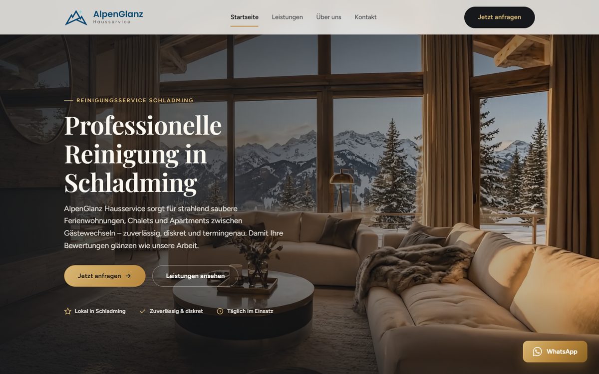 AlpenGlanz Hausservice — Reinigungsservice-Website in Schladming